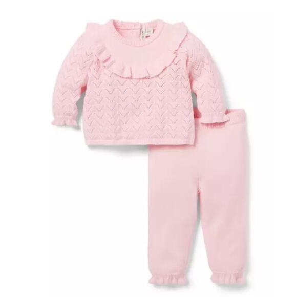 Janie and Jack Baby Ruffle Collared Sweater Set - Size 3-6 Months - Picture 1 of 4